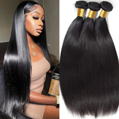 Luxueuze 12A Braziliaanse Remy Mensenhaar Weave Bundels - 8-32 Inch Rechte Lengte, Natuurlijke Kleur, 100% Premium Kwaliteit - Verkrijgbaar in 1, 3 of 4 Bundels