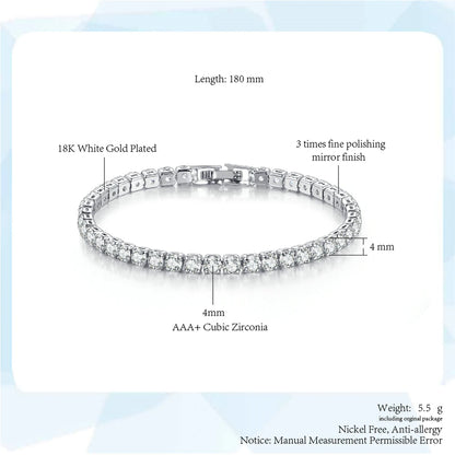 Trendy Vrouwen Tennisarmband met AAA+ Cubic Zirconia - Stijlvolle Zilveren Kristallen Ketting voor Tieners en Bruiloften - H086