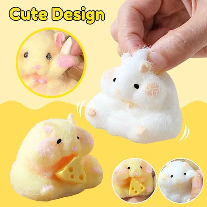 Schattig Knijp Hamster Speelgoed met Kaas - Perfecte Desktop Decoratie en Leuke Stressverlichter voor Kinderen en Tieners! Ideaal Cadeau voor Ontspanning en Fidgeten.