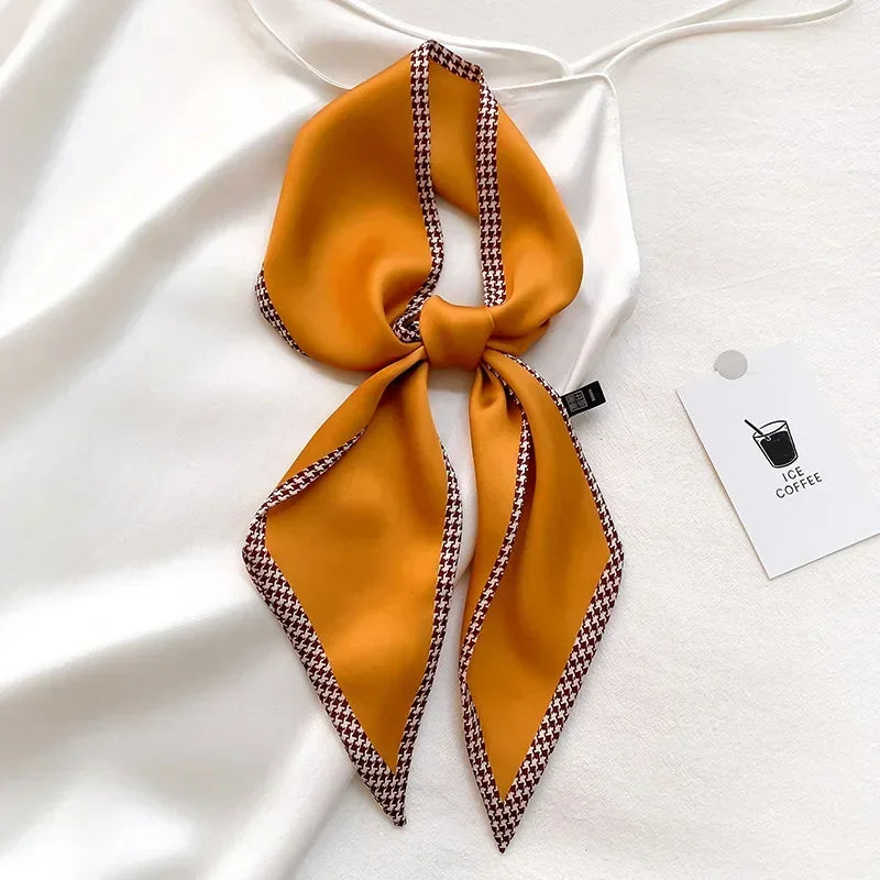 Trendy Floeiende Satijnen Zijde Haar Riem Sjaal voor Vrouwen – Stijlvolle Nekstrik, Tas Sjaal en Skinny Haarband – 2024 Collectie