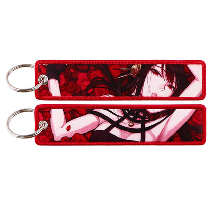 Stijlvolle Japanse Anime Geborduurde Sleutelhangers – Perfecte Sleuteltags voor Motorfietsen, Auto's en Rugzakken – Trendy Sleutelhanger Cadeaus voor Vrienden!