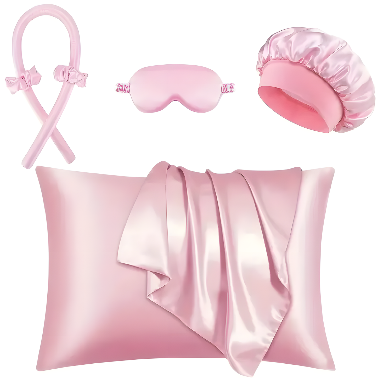 Luxury Satin Heatless Curling Set ✨ Includes Satin Curling Rod, Scrunchies, Pillowcase, Bonnet & Sleep Mask