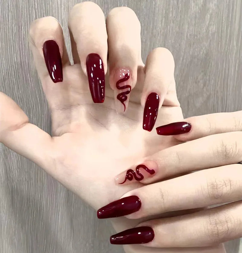 Set van 24 Eenvoudige Gradient Franse Ballerina Druknagels - Waterdichte Medium Coffin Stijl Nepnagels voor Moeiteloze Elegantie!