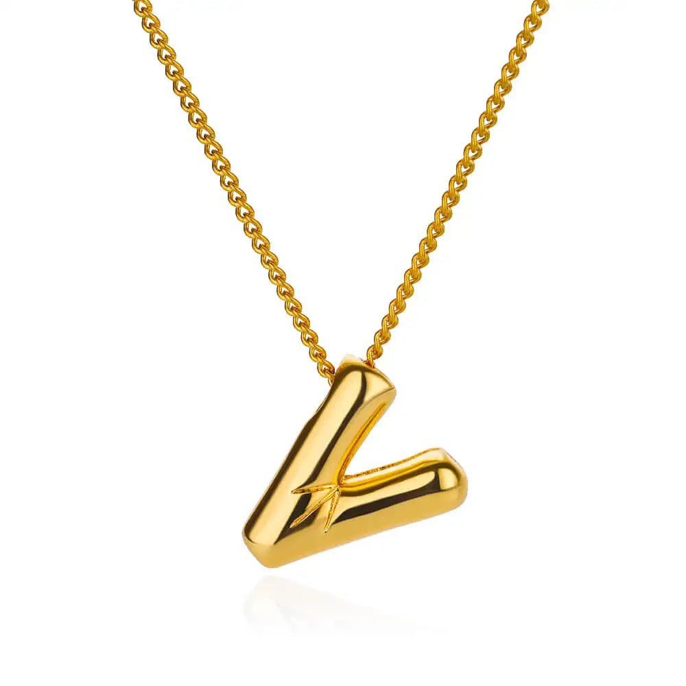 Stijlvolle Chunky Initial Hangertjes Kettingen voor Vrouwen - Gouden RVS A tot Z Bedels, Waterdichte Sieraden Perfect als Verjaardagscadeaus!