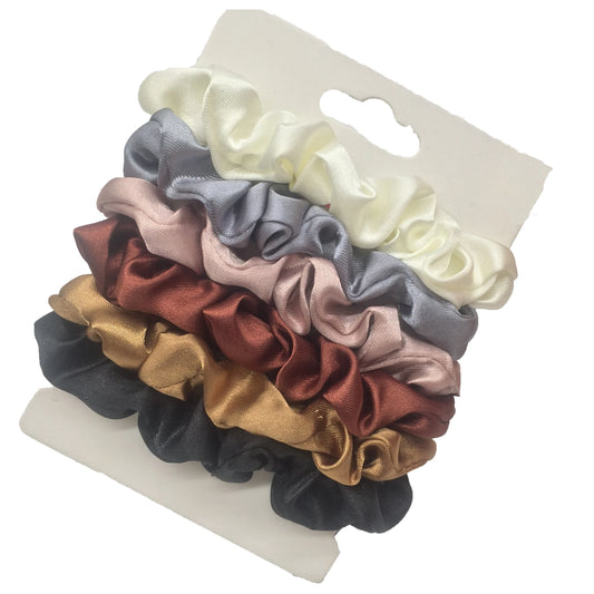 Charmante Satijnen Haarelastiekjes Set - 6 of 5 Stuks Schattige Paardenstaart Accessoires in Zwart voor Stijlvolle Vrouwen