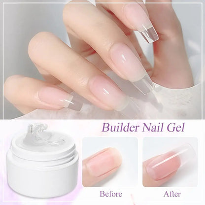 Vibrant Roze, Duidelijke en Witte Solide Builder Gel - Niet-Plakkerige 3D Sculptuur Nagelkunst Gel voor Mooie Hard Gel Verlengingen en DIY Creations
