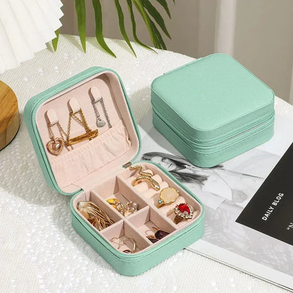 Elegante Draagbare Leren Sieraden Organiser & Reisdoos - Perfect om Je Schatten Veilig en Stylistisch te Houden!
