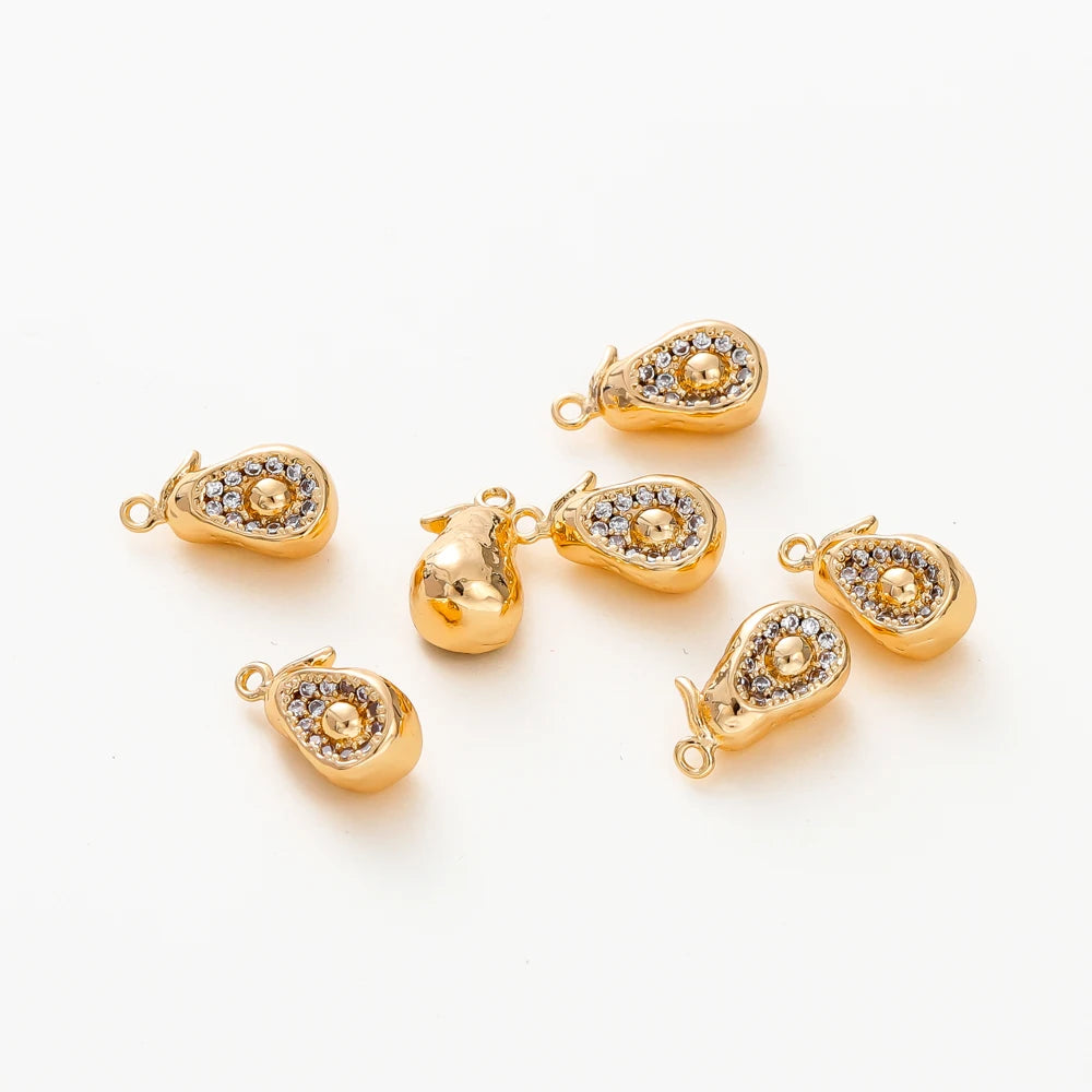 2pcs Strawberry Charms 18K Gold Plated Fruit Pendants Brass