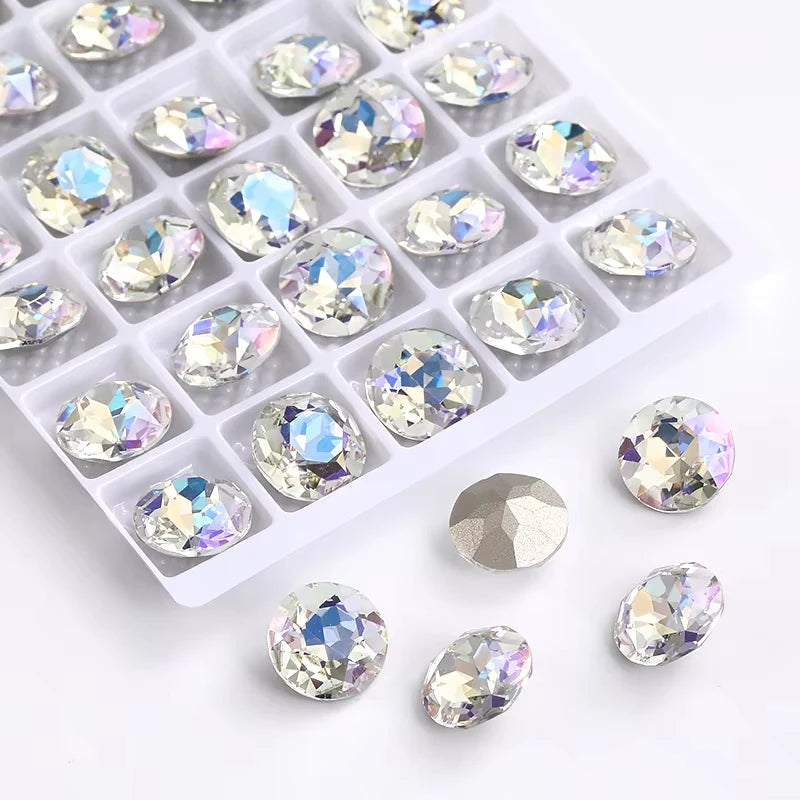 20 Pieces of Round K9 Glass Rhinestones Pointback Crystal 32 Facet Loose Stones for Jewelry Making Nail Art Garment Decor