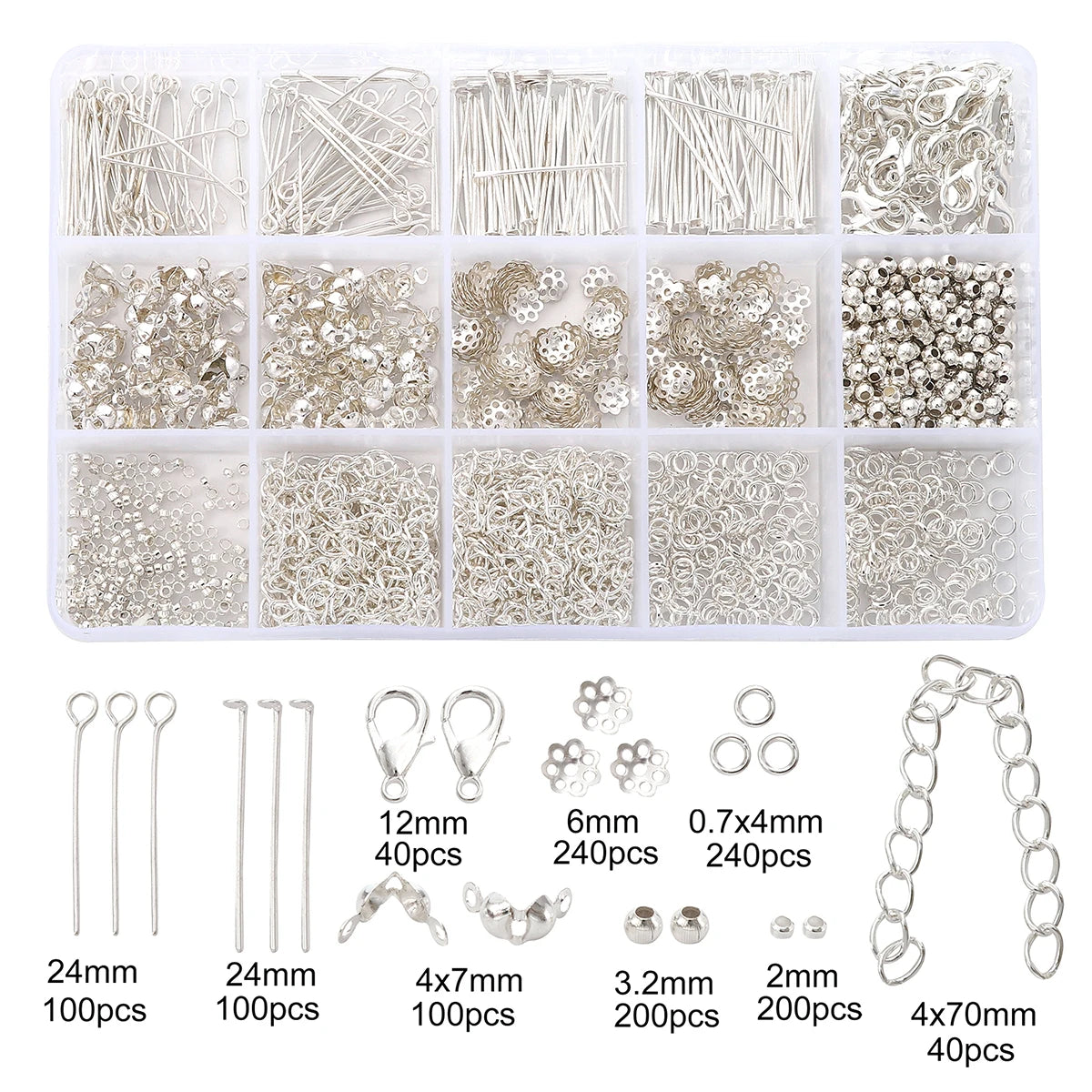 Schmuckzubehör Set 1260 Teile Metall Bastelset mit Box für DIY Schmuckherstellung