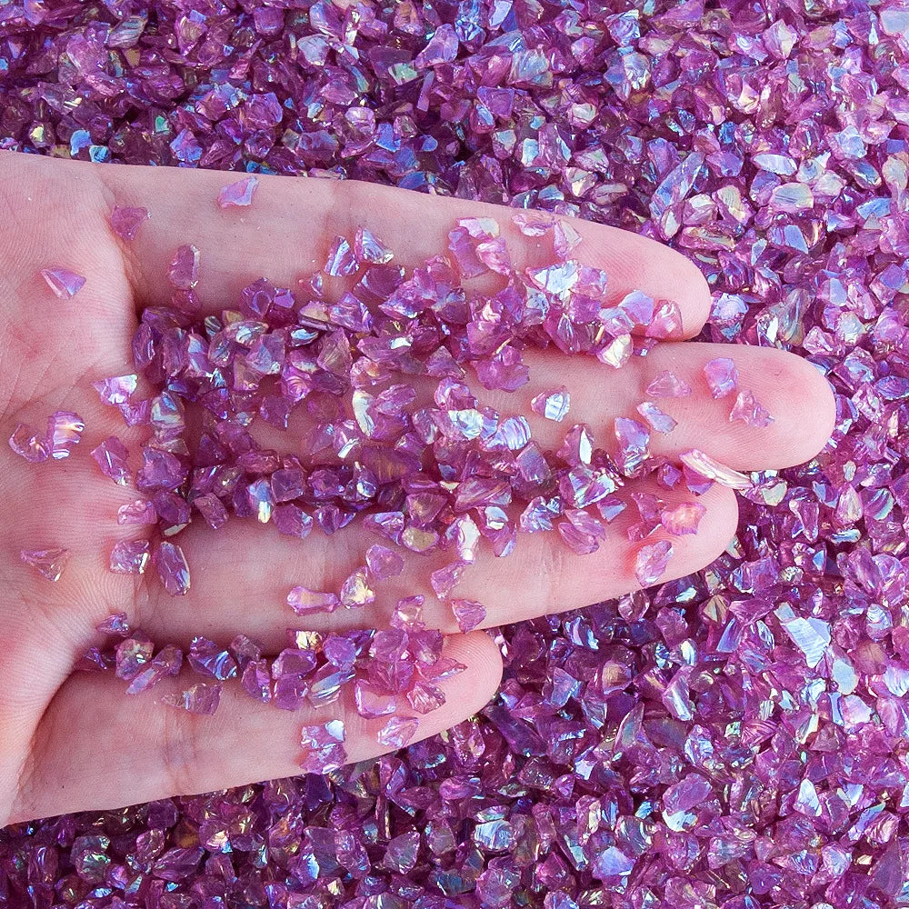 AB Clear Rhinestone Chips 4-6mm Glass Resin Inclusions 20g Iridescent Fake Gold Metallic Gems for Jewelry Making