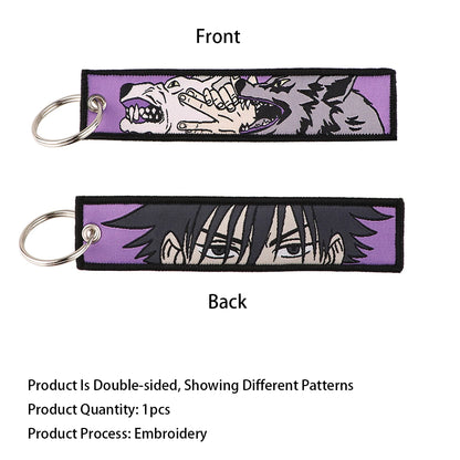 Stijlvolle Japanse Anime Geborduurde Sleutelhangers – Perfecte Sleuteltags voor Motorfietsen, Auto's en Rugzakken – Trendy Sleutelhanger Cadeaus voor Vrienden!