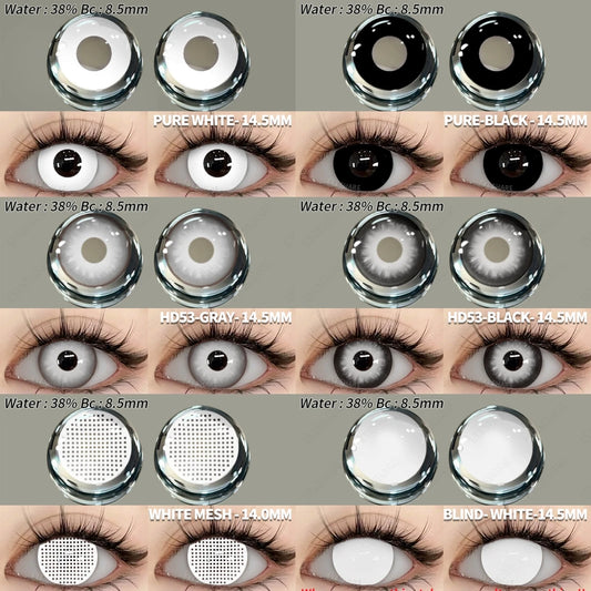 Transformeer je uiterlijk met EYESHARE 2-delige Cosplay Gekleurde Crazy Witte Contactlenzen - Perfect voor Anime, Halloween en verbluffende schoonheidsmake-up!