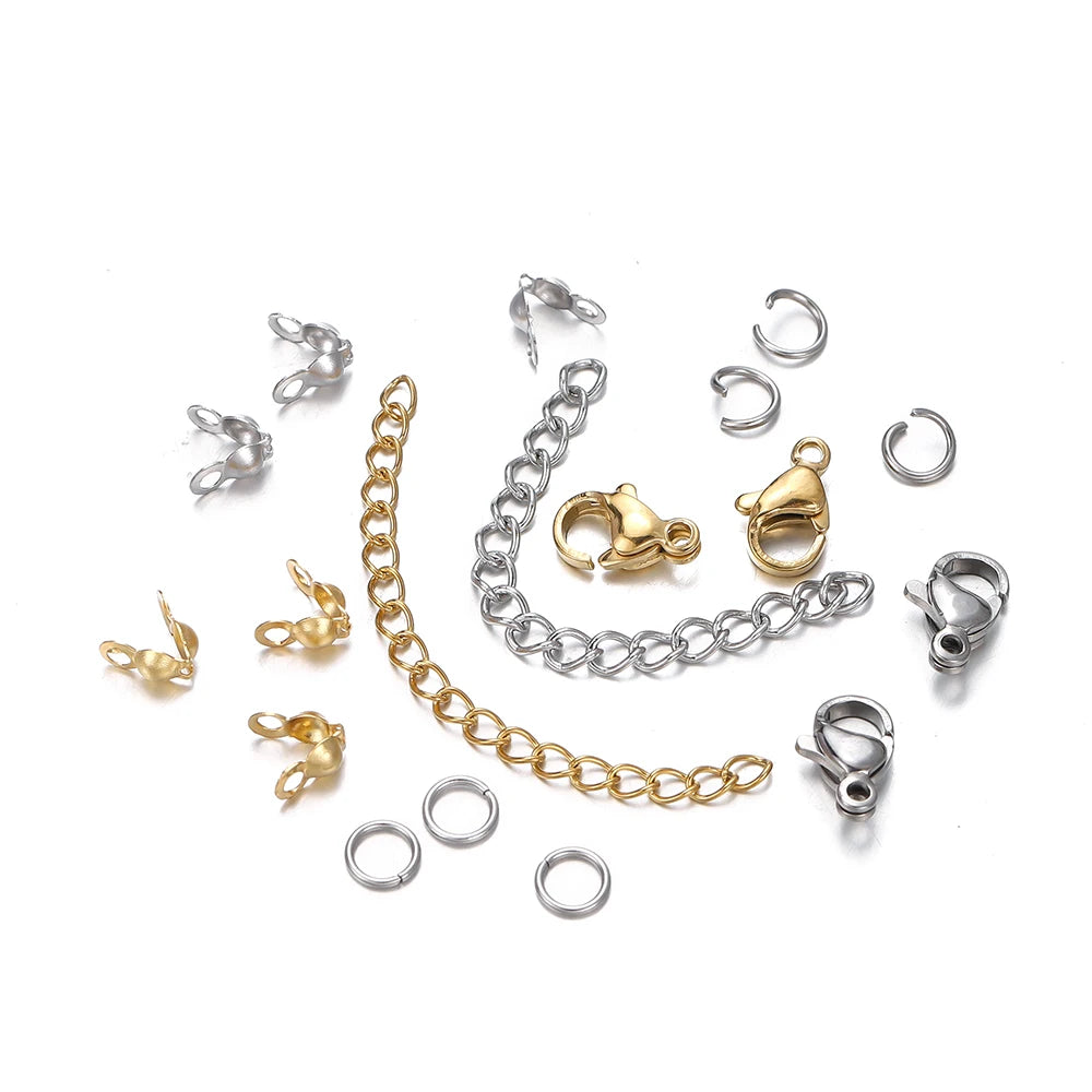 Schmuckzubehör Set 370 Teile Karabinerverschlüsse Biegeringe Endkappen für DIY Schmuckherstellung