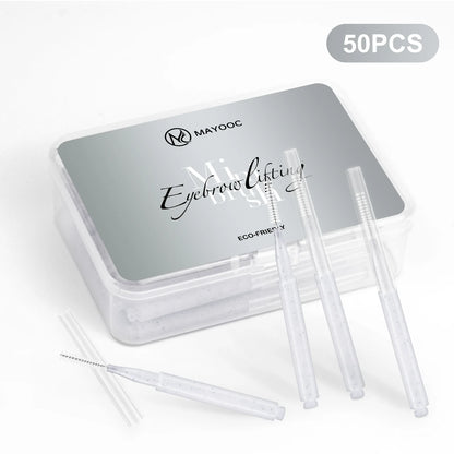 MAYOOC Mini Oogbrauwborstel Set – Wegwerp Oogbrowlifting & Permanent Borstels met Buigbare Microapplicators voor Perfecte Wimpertoepassing