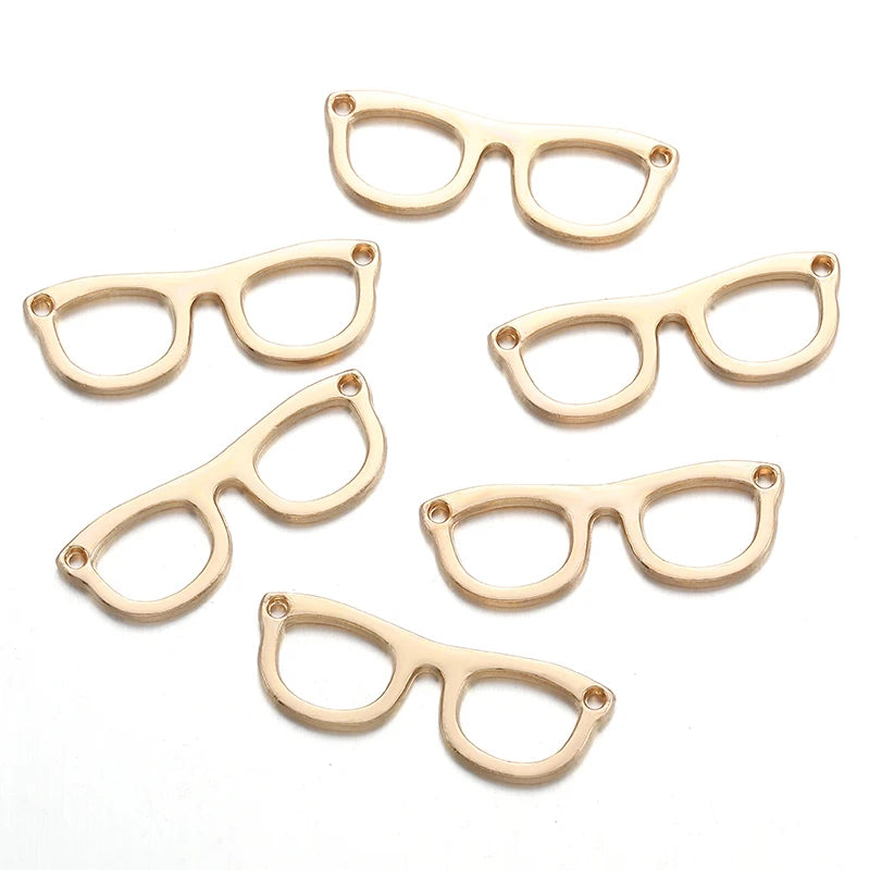 20pcs 6 Color glasses Charms For Bracelets Necklace Keychain Pendant DIY Handmade Jewelry Making accessories 10*29mm J494