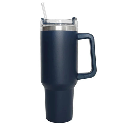Extra grote 40oz geïsoleerde mok met handvat, deksel en rietje - Perfecte roestvrijstalen koffie reisthermosbekertje!