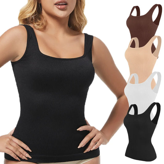 Stijlvolle S-3XL Dames Shapewear Tanktop - Naadloze Taille Trainer Tanks met Vierkante Kraag voor Buikcontrole en Lichaamsvormgeving