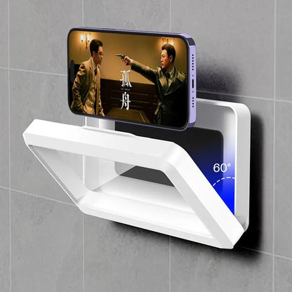 Stijlvolle Waterdichte Telefoonhouder voor de Badkamer - Zelfklevende Wandgemonteerde Touchscreen Stand met Doucheverzegeling Opslag