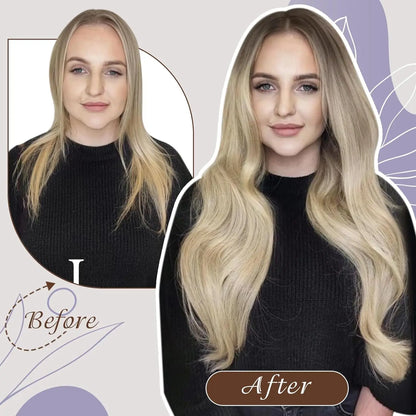 Verander Je Uiterlijk met Full Shine Ombre Blonde Menselijk Haar Weft Extensions - Zijdeachtig Steil 100g Remy Skin Dubbele Weft Bundels voor een Perfecte Salonafwerking!