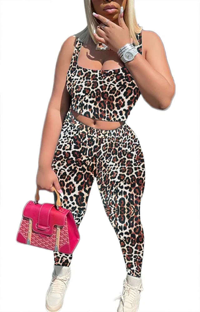 Chique Geribbelde 2-delige Zomer Lounge Set voor Vrouwen: Comfortabele Top & Rekbare Leggings Combinatie