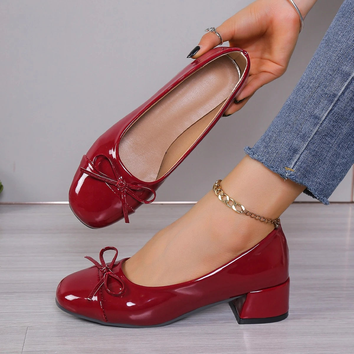 Chique Dames Platform Heels met Strik - Stijlvolle Ronde Neus Ballet Mary Janes voor Kantoor en Alledaags Gebruik