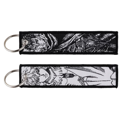 Stijlvolle Japanse Anime Geborduurde Sleutelhangers – Perfecte Sleuteltags voor Motorfietsen, Auto's en Rugzakken – Trendy Sleutelhanger Cadeaus voor Vrienden!