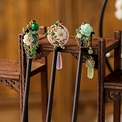 Elegante Handgemaakte Vintage Chinese Haarkammen - Luxe Bloemige Haarspelden voor Huwen en Speciale Evenementen
