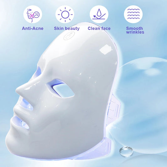 Verlicht je huid: 7-kleuren LED-gezichtsmasker voor een stralende huid, acne-therapie, verjonging en rimpelreductie