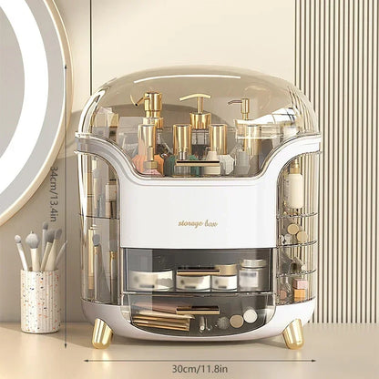 Stijlvolle en Ruimtelijke Desktop Make-up Organizer - Helder Kristallen Sieraad en Cosmetica Opbergdoos met Stofdichte Ontwerp voor Al Uw Schoonheidsessentials!
