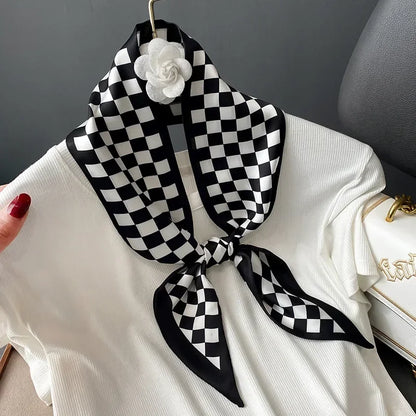 Trendy Floeiende Satijnen Zijde Haar Riem Sjaal voor Vrouwen – Stijlvolle Nekstrik, Tas Sjaal en Skinny Haarband – 2024 Collectie