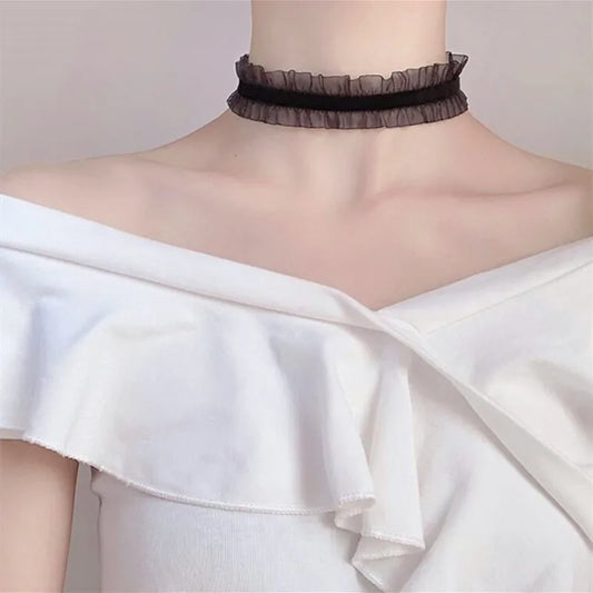 Chique Korte Kanten Choker Ketting voor Vrouwen en Meisjes - Elegante Zwart-Witte Mode sieraden, Perfect Romantisch Cadeau voor Feestjes - Groothandel Beschikbaar!