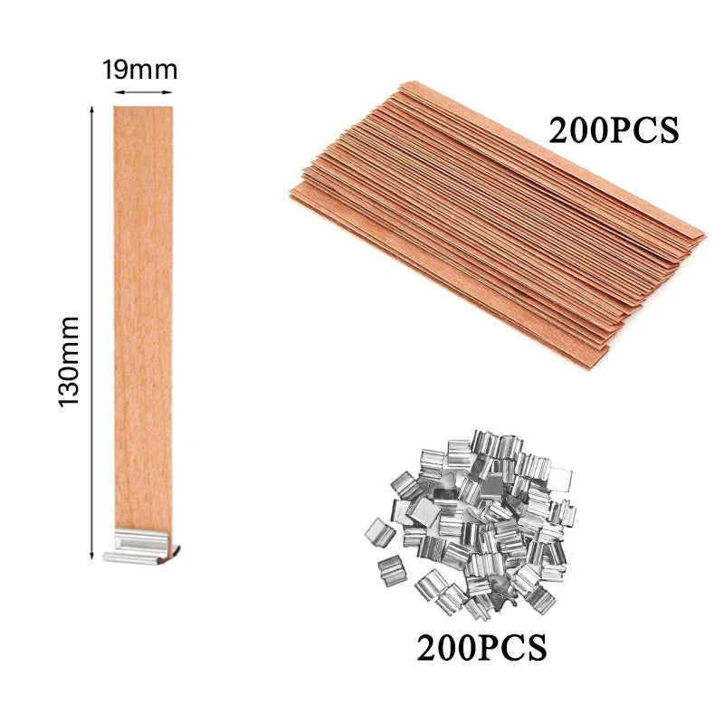 Wood Candle Wick with Clip for DIY Candles Soy Wax Supplies