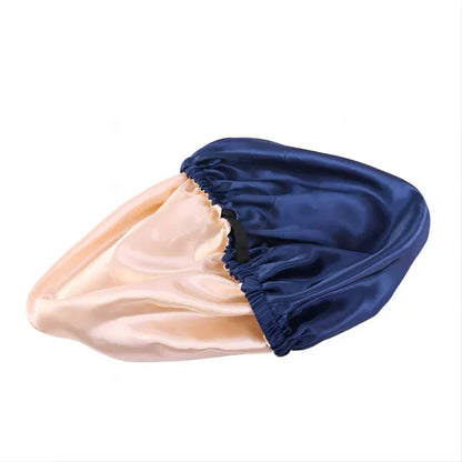 Luxe Satijnen Nachtmuts met Hoofddoek - Extra Grote Zijden Slaapmuts voor Vrouwen om Haar te Beschermen