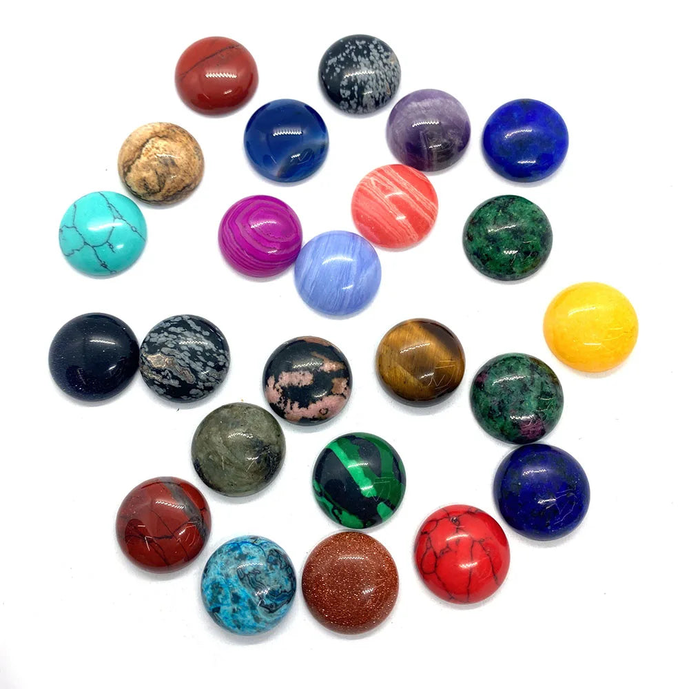 Round Natural Stone Cabochons 4-25mm Flat Back Gemstone Cabs 10pcs for Jewelry Making Rings Earrings Pendants