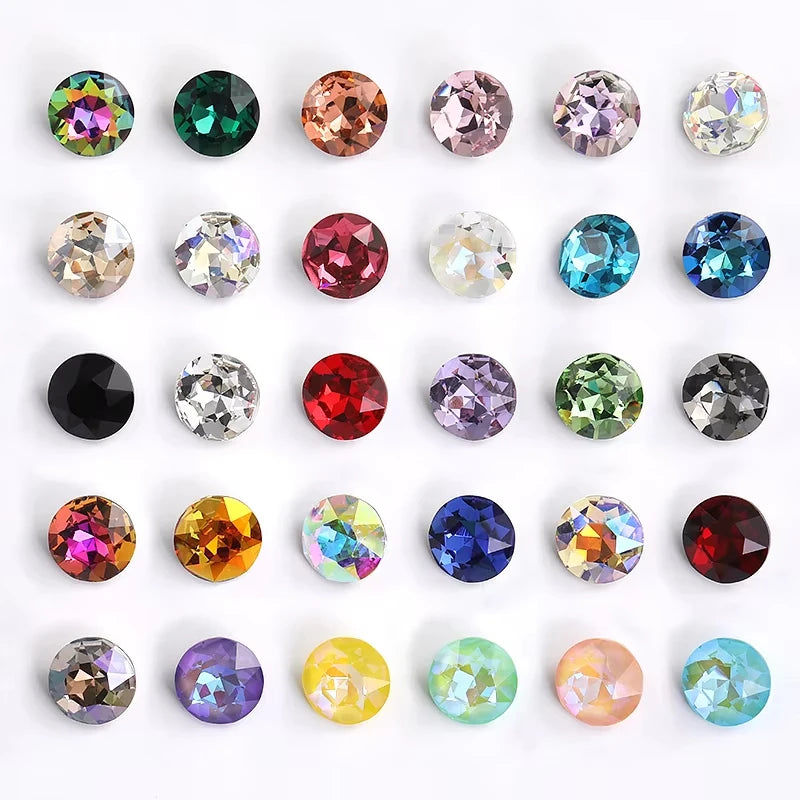 20 Pieces of Round K9 Glass Rhinestones Pointback Crystal 32 Facet Loose Stones for Jewelry Making Nail Art Garment Decor