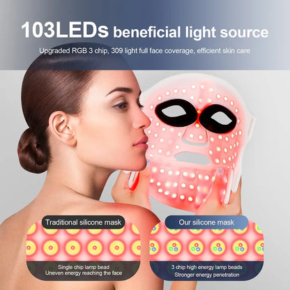 Revolutionaire Silicone LED Gezichts- en Halsmasker - 7 Kleur LED Foton Therapie met Infraroodlicht voor Huidherstel - Draadloos en Flexibel Ontwerp!