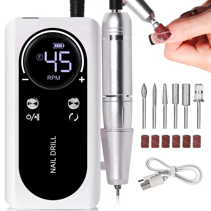 Hoge snelheid 45000RPM oplaadbare elektrische nageldrillmachine – Perfecte geluidsarme manicure tool voor professionals en salons