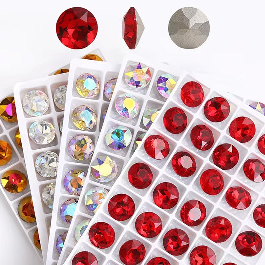 Round Rhinestones K9 Glass Crystals Gems Accessories Diy Jewelry Making Gemstones Glitter Pointback Stone Bulk Wholesale Crystal