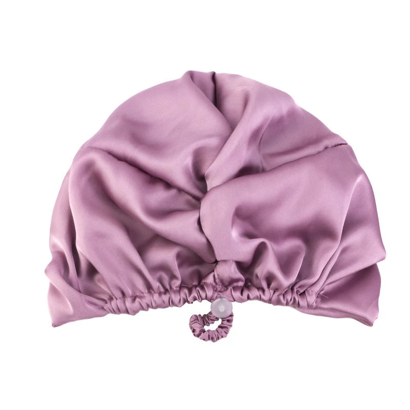 Bonnet Solid Color Silk Turban Hat for Women Soft Sleeping Night Cap Satin Hair Care Wrap Beanie Headscarf Adjust Twist Headwear