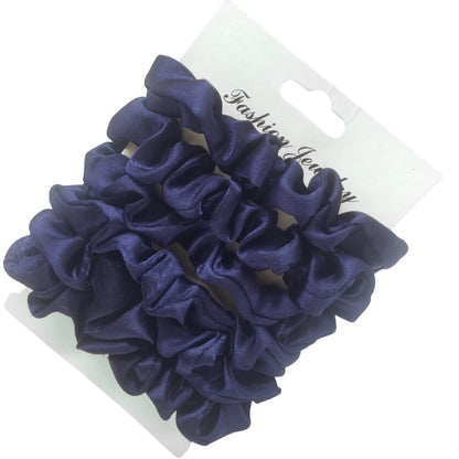 Charmante Satijnen Haarelastiekjes Set - 6 of 5 Stuks Schattige Paardenstaart Accessoires in Zwart voor Stijlvolle Vrouwen