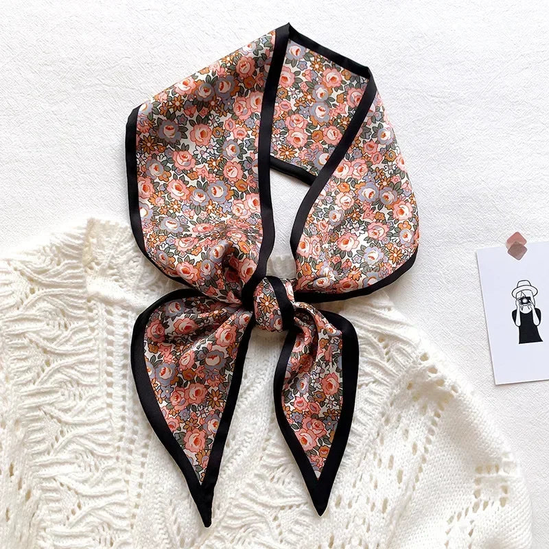 Trendy Floeiende Satijnen Zijde Haar Riem Sjaal voor Vrouwen – Stijlvolle Nekstrik, Tas Sjaal en Skinny Haarband – 2024 Collectie