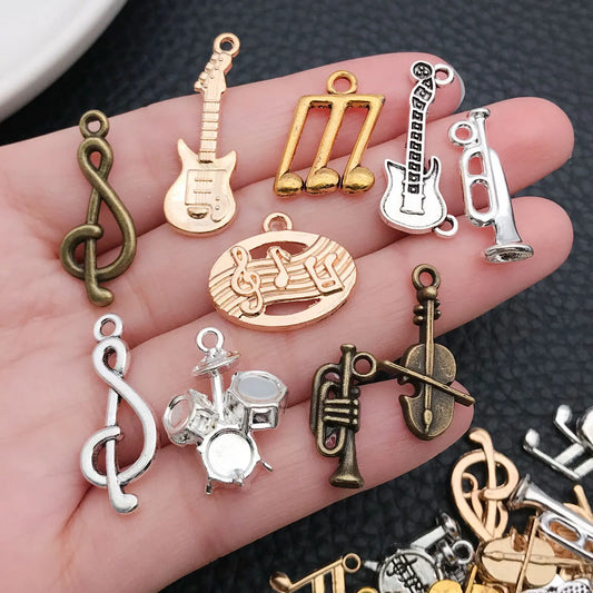 Music Charms for Jewelry Making Mixed Metal Notes Instruments DIY Earrings Necklaces Craft Supplies