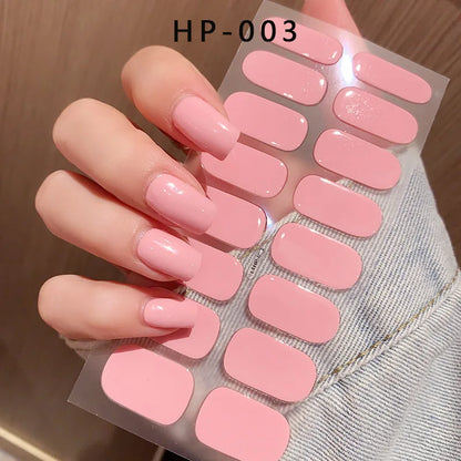 16 Stunning 5D Volledige Dekking Nagelstickers - Semi-Genezen UV Gel Wraps voor Modebewuste Nagelkunst en Verlengingen!