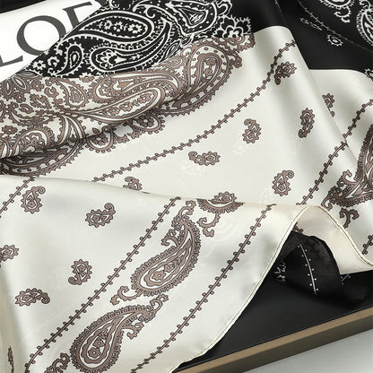 Chique 70x70cm Vrouwen Zijde Sjaal - Elegante Satijnen Vierkante Print Wrap, Veelzijdige Zakdoek, Bandana en Haaraccessoire voor de Nek