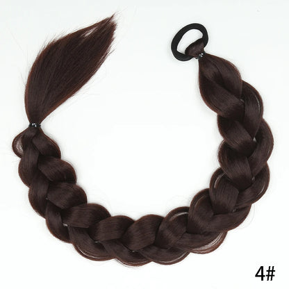 Luxe 24-Inch Synthetische Lange Twist Vlecht Paardestaart Extensions met Rubberband - Perfect voor Dagelijkse Styling en Boksliefhebbers