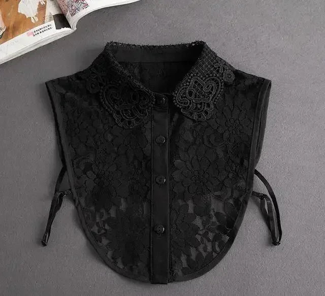 Chic 2024 Voorzijde Strik Witte Afneembare Kant Kraag voor Dames – Vintage Stijl Blouse Accessoire voor een Modebewuste Uiterlijk