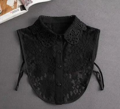 Chic 2024 Voorzijde Strik Witte Afneembare Kant Kraag voor Dames – Vintage Stijl Blouse Accessoire voor een Modebewuste Uiterlijk