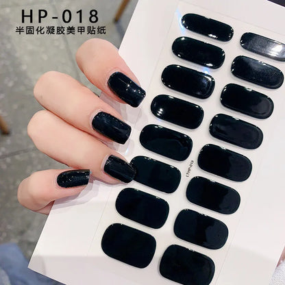 16 Stunning 5D Volledige Dekking Nagelstickers - Semi-Genezen UV Gel Wraps voor Modebewuste Nagelkunst en Verlengingen!