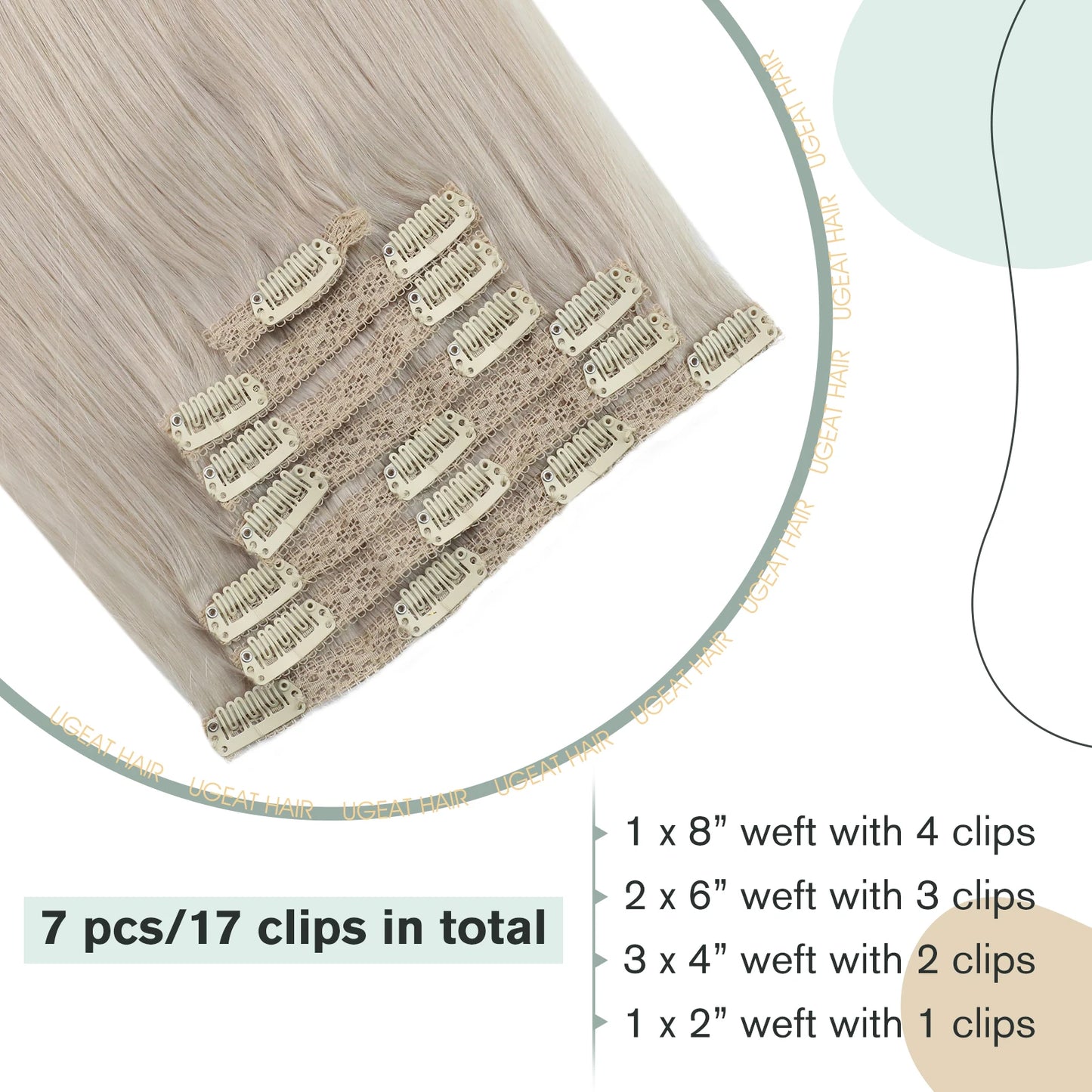 [16 Kleuren] Ugeat Clip in Haarextensions Menselijk Haar 14-22" Dubbele Weft Remy Haar Volledige Hoofd Clip in Extensions voor Vrouwen 7 Stuks